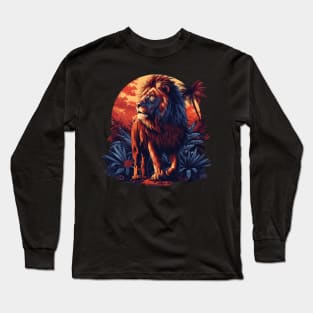 A Proud Lion Roaming The Jungle At Sunrise The King of the Jungle Lion Long Sleeve T-Shirt